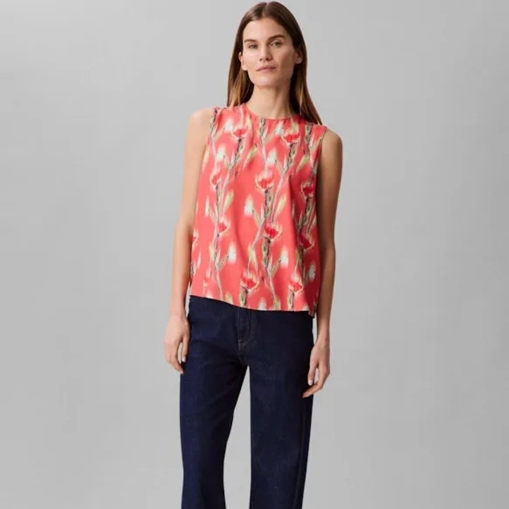 Calvin Klein Women's Sleeveless Floral-Print Top
